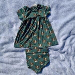 Kate Quinn Deep Teal Chihuahua Print Dress and Diaper Cover